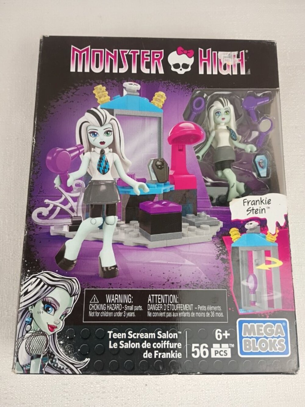 NEW! Monster High Mega Bloks Blocks Frankie Stein Teen Scream Salon 56pc.